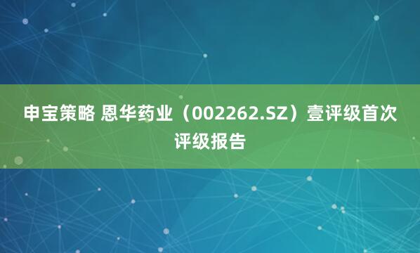 申宝策略 恩华药业（002262.SZ）壹评级首次评级报告