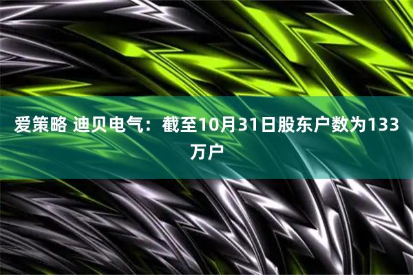 爱策略 迪贝电气：截至10月31日股东户数为133万户